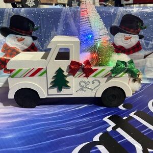 Festive White Christmas Truck Decor